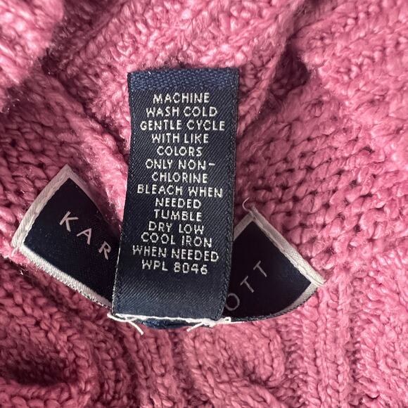 Karen Scott Cable Knit Pullover Pink Sweater Size Large - Picture 9 of 10